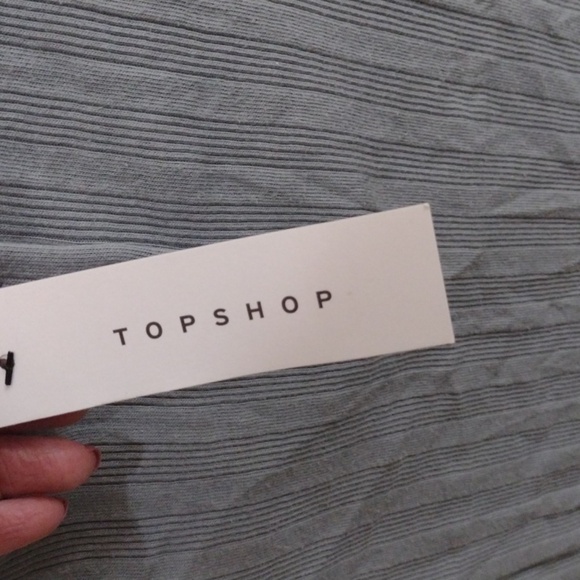 NWT TOP SHOP Blue Henley Long Sleeve Ribbed slight Crop Top Women's Size 10 - Picture 4 of 6